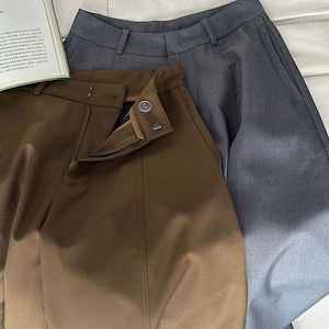 ハイウエストセンタープレスワイドレッグパンツ A00396