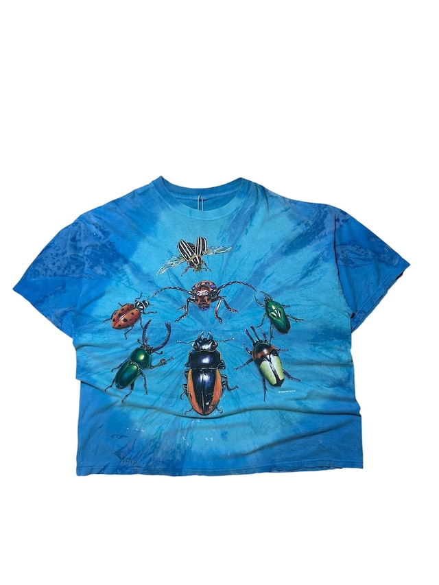 All Over Insect Beetle Bug Graphic Blue Tie Dye T-Shirt