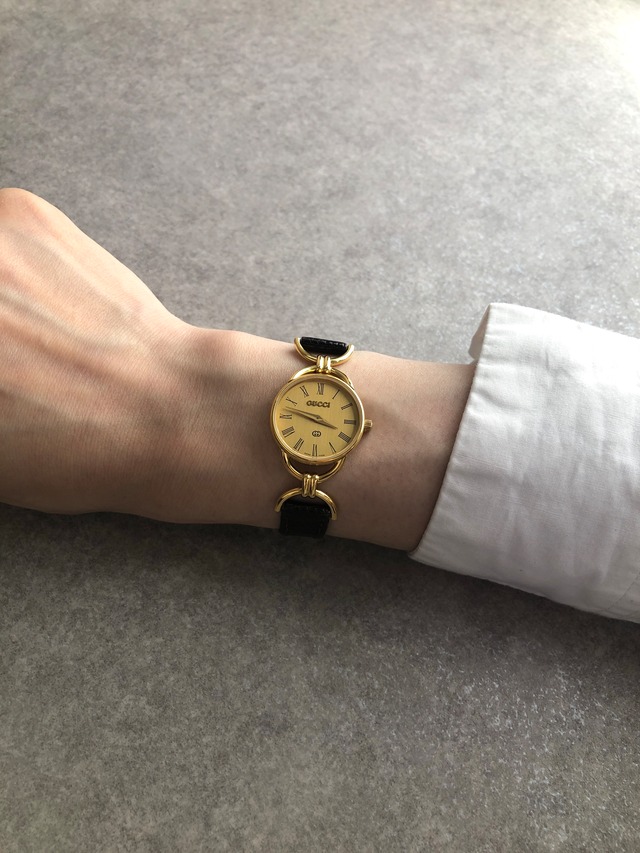 GUCCI グッチ 腕時計 ゴールド レザー クウォーツ 6000L vintage ヴィンテージ オールド c25zxe