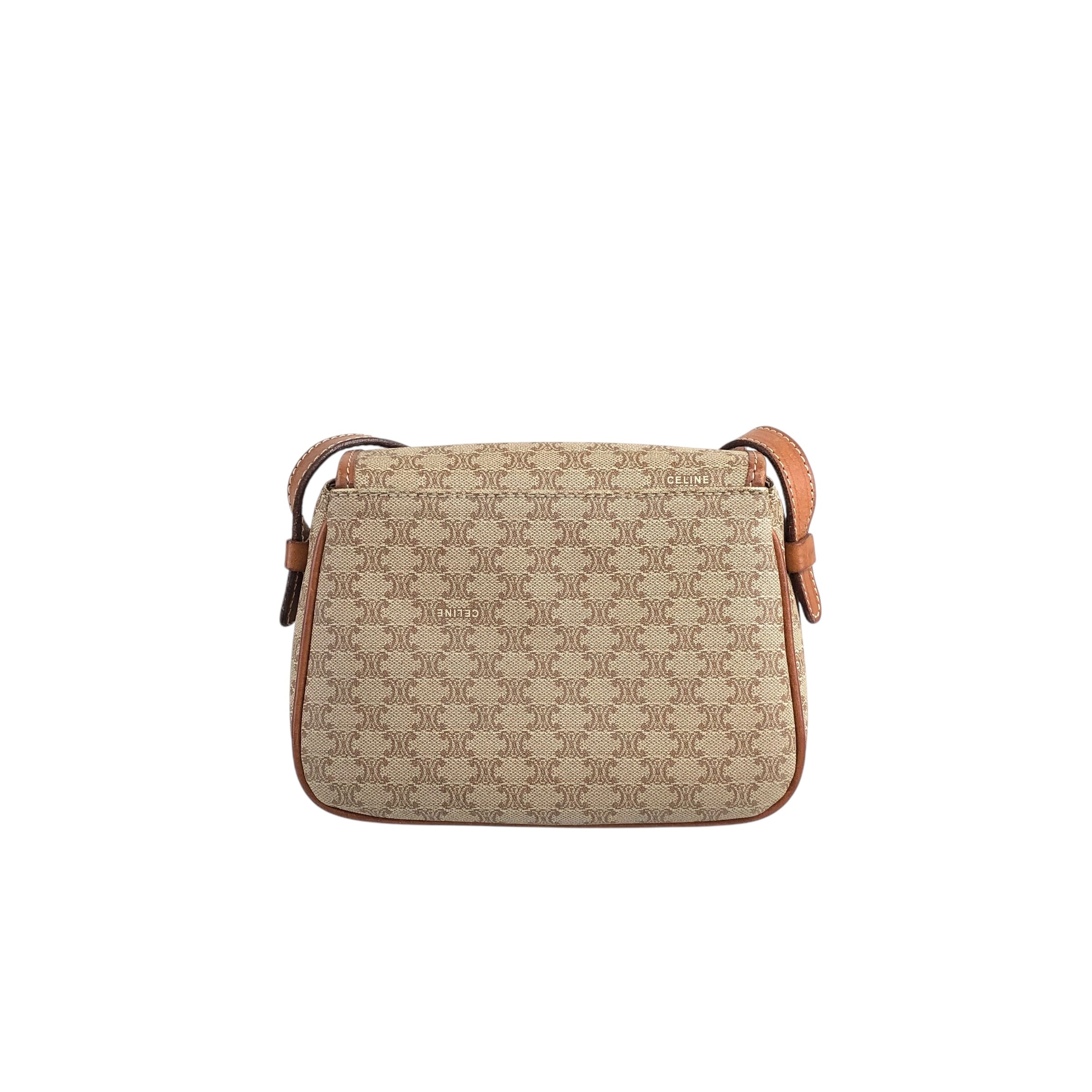CELINE セリーヌ マカダム ショルダーバッグ PVC メッセンジャー CELINE セリーヌ マカダム ショルダーバッグ ベージュ ブラゾン型押し