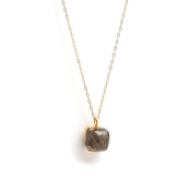 S925 CHECKER CUT STONE NECKLACE