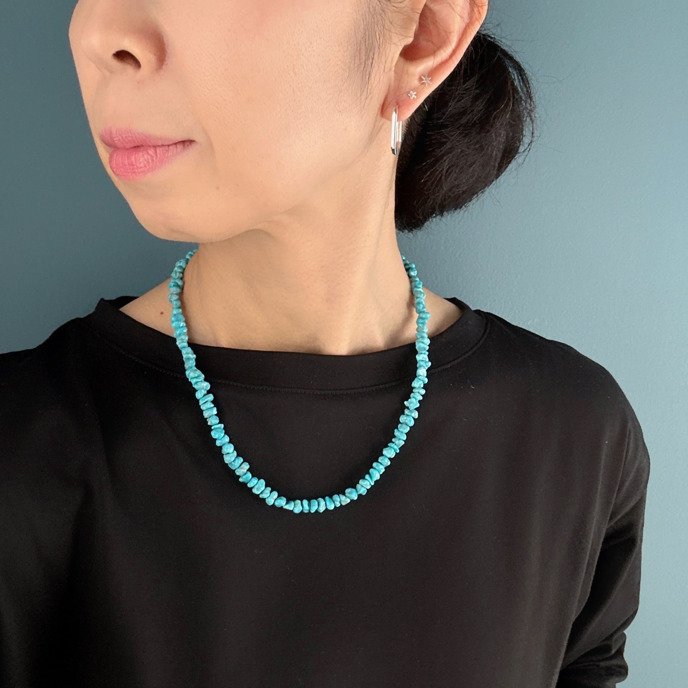 Indian Jewelry》ナゲット シェイプ ターコイズ 一連 ネックレス 45cm