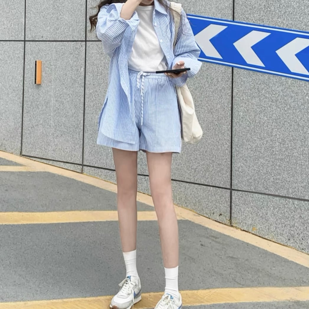 alo ストライプ シャツ ショートパンツ セット S セットアップ対応〉ストライプショートパンツ | FREE'S MART