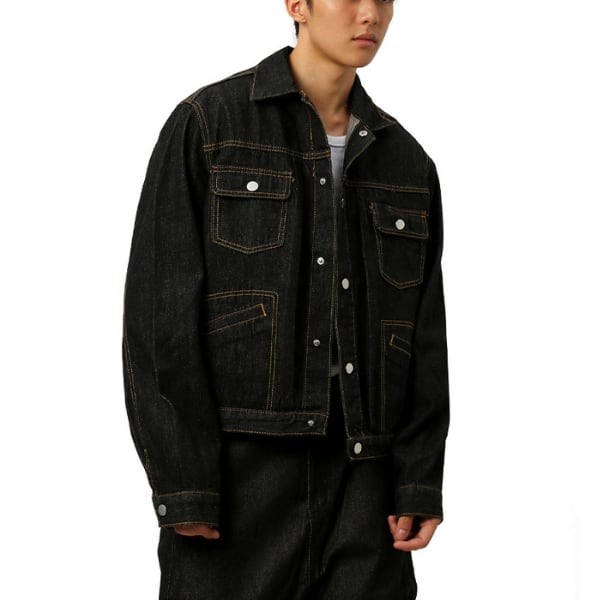 Front pocket design denim jacket C4202