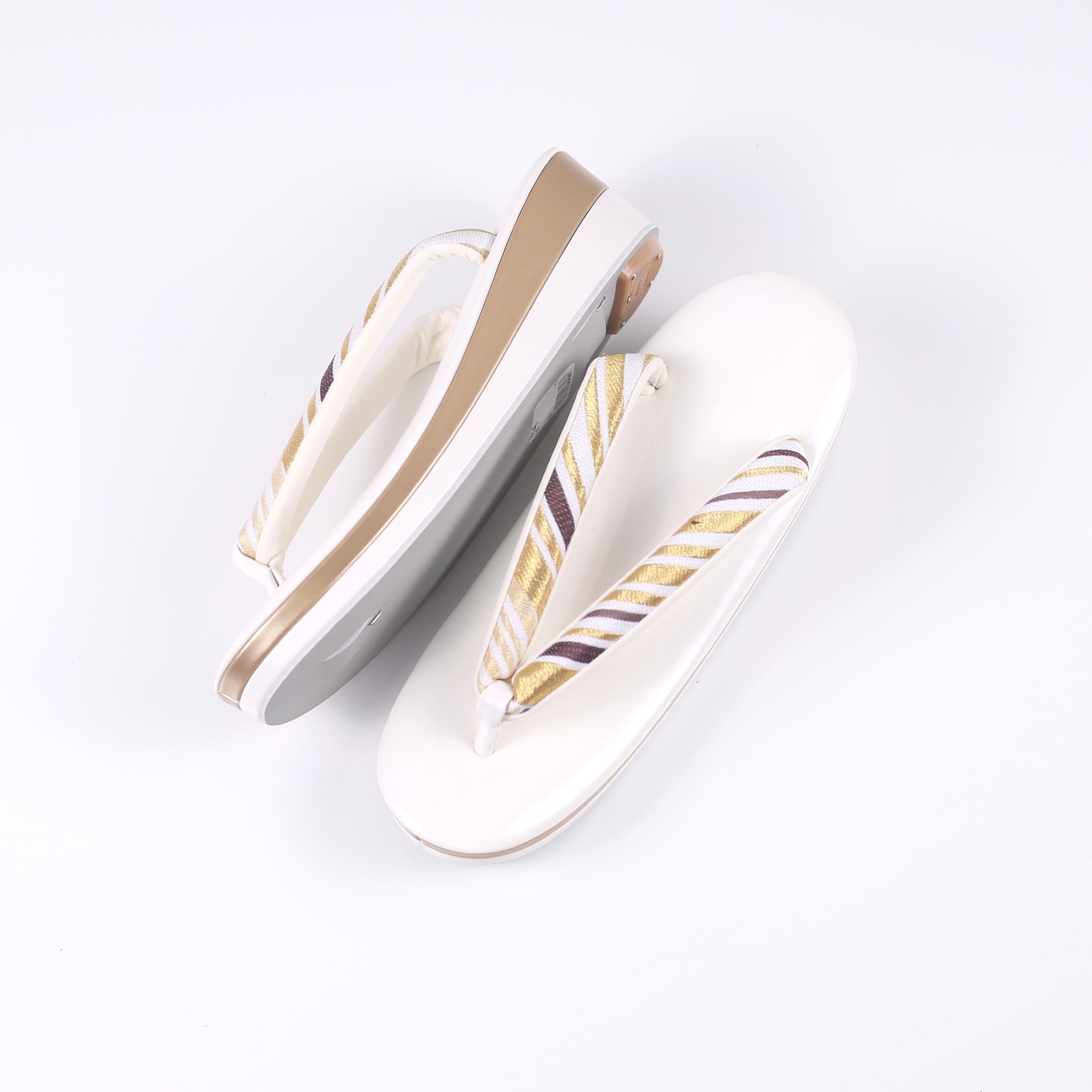 新品・未使用 草履バックセット LLサイズ 【ホワイト×ブラウンゴールド