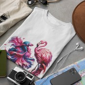 T-shirt -ベタとフラミンゴ 4125
