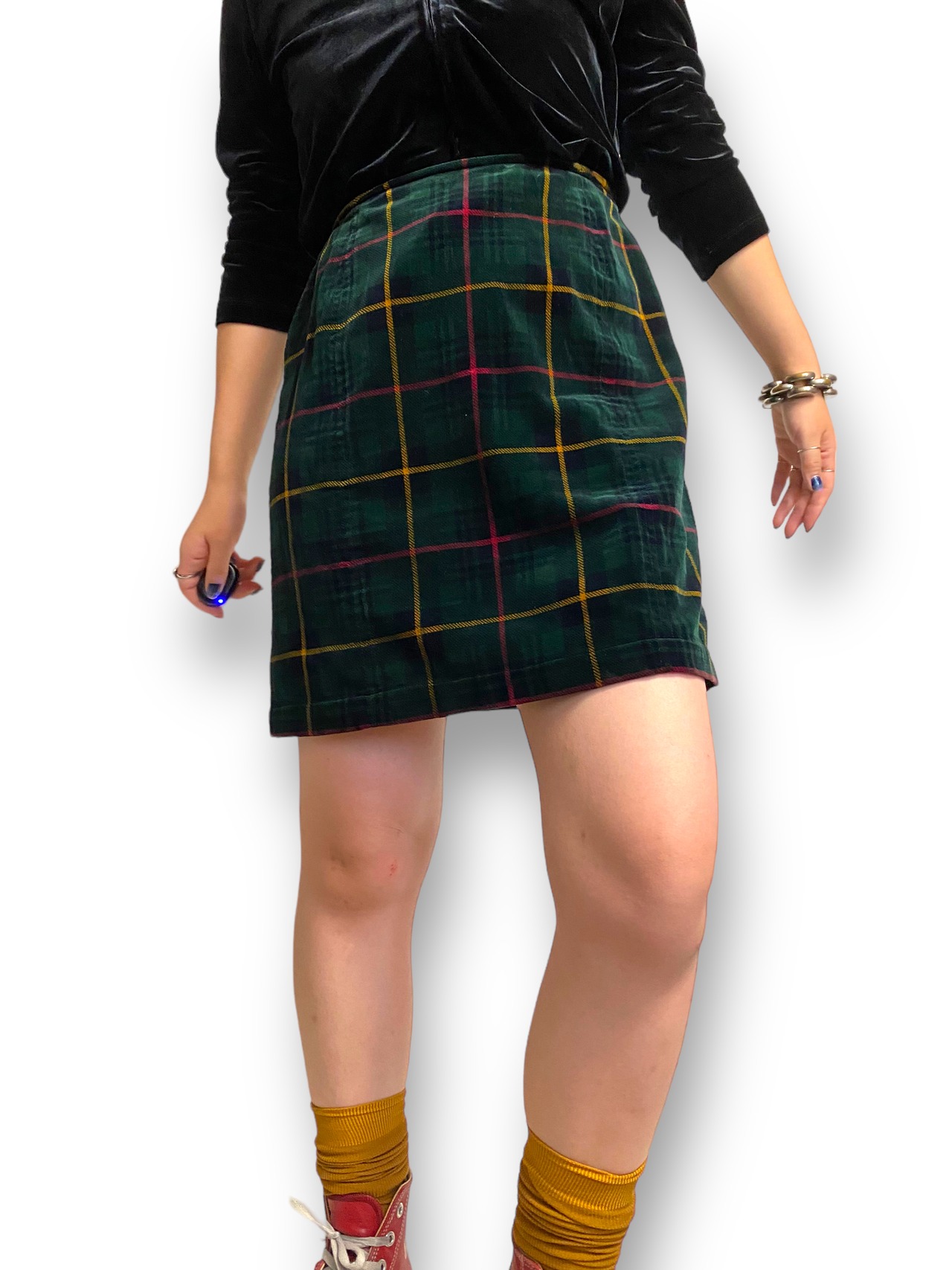 Checked pattern mini skirt