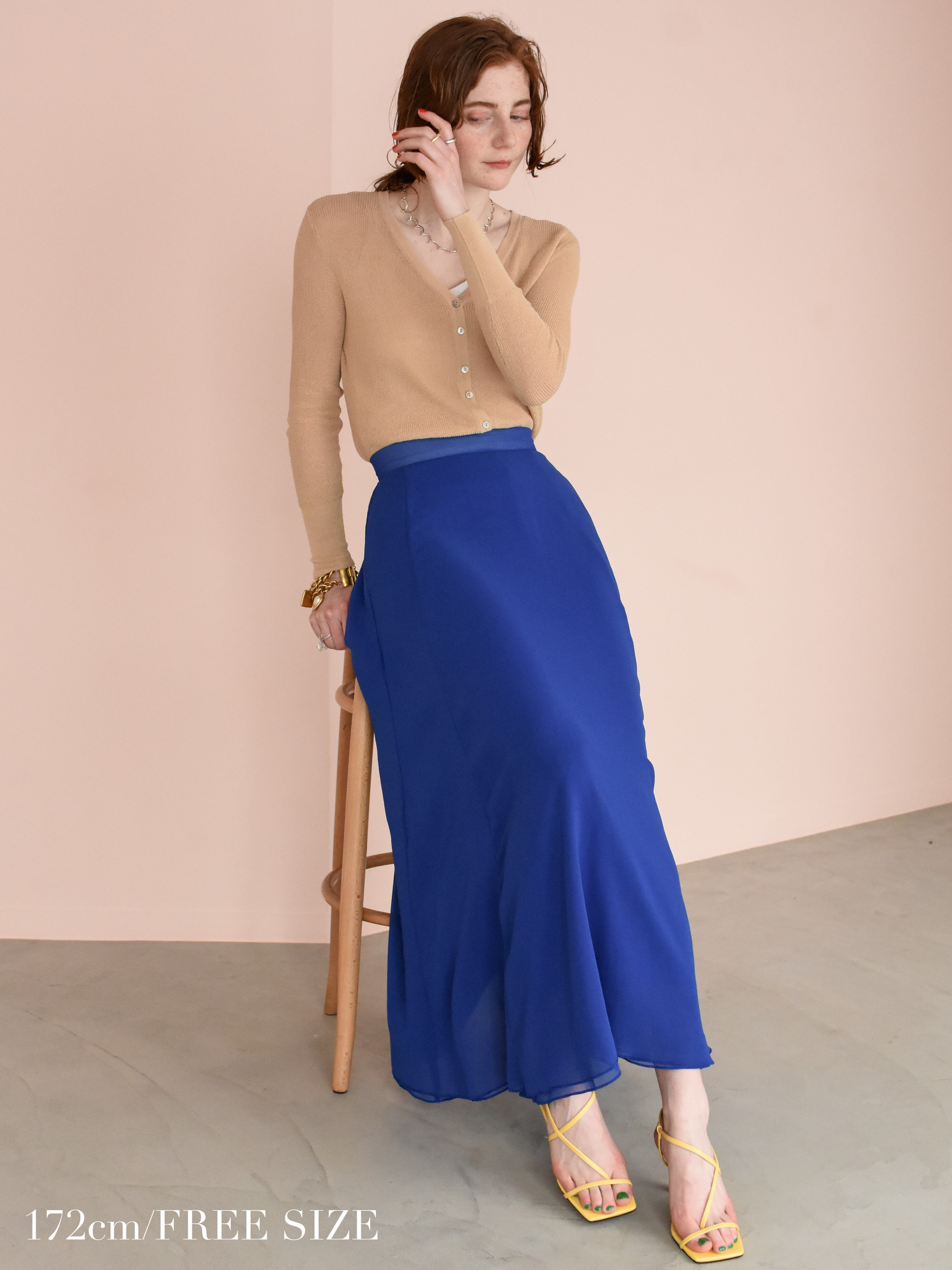 chiffon maxi skirt（blue） | Katrin TOKYO
