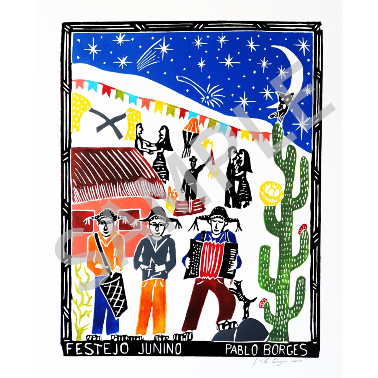 ボルジェス木版画 ポストカード7枚セット