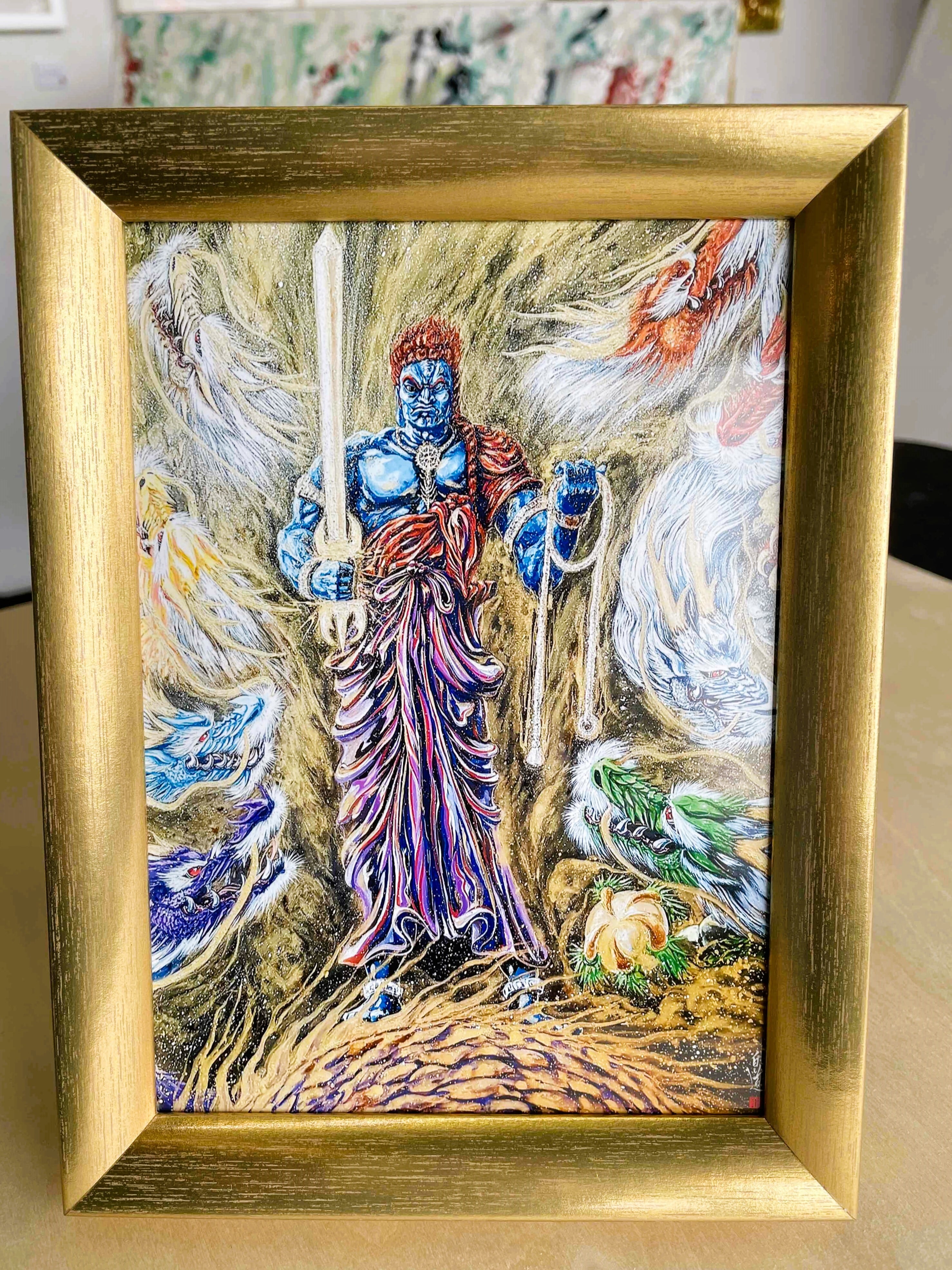 現代水墨画家 絵師白道 「白鳳凰」 直筆作品 証明書カード付 鳥 鳳凰