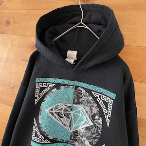 【GILDAN】ダイヤモンド ロゴ プリント スウェット パーカー プルオーバー フーディー S Diamond Supply Co US古着