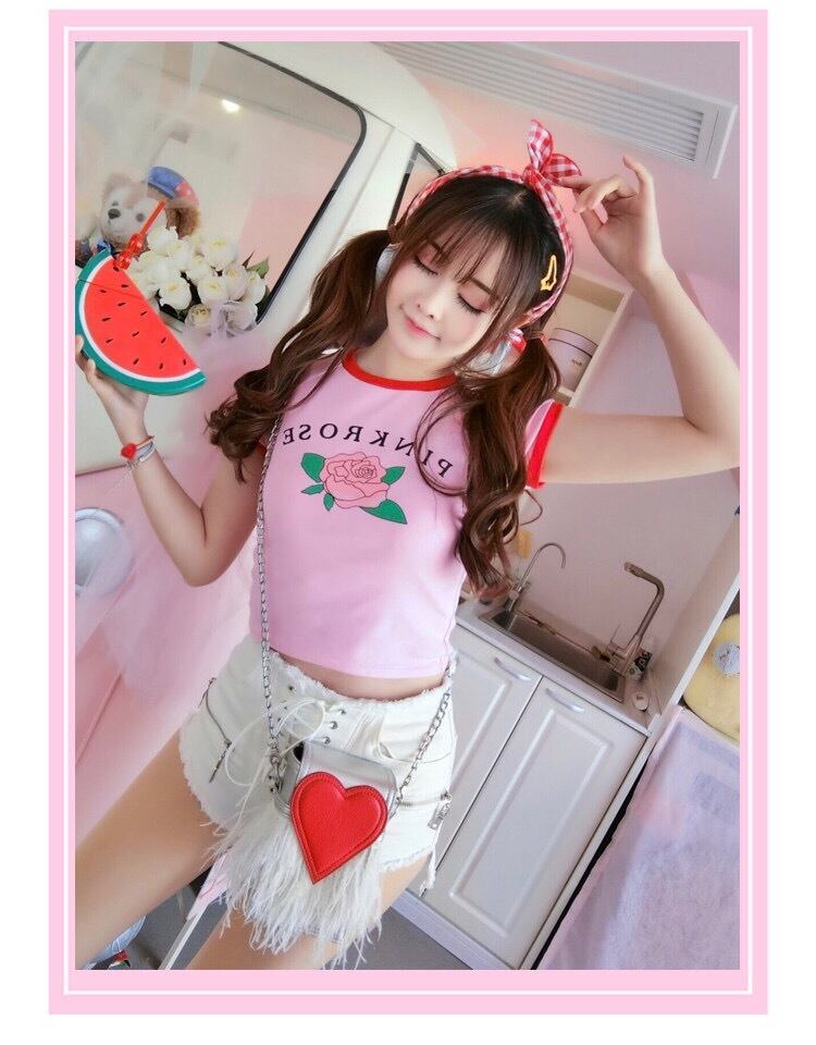 PINK HOUSET花柄Tシャツ3枚セット ピンク Tシャツ トップス 半袖 バラ 薔薇 ローズ 花柄 赤 カジュアル