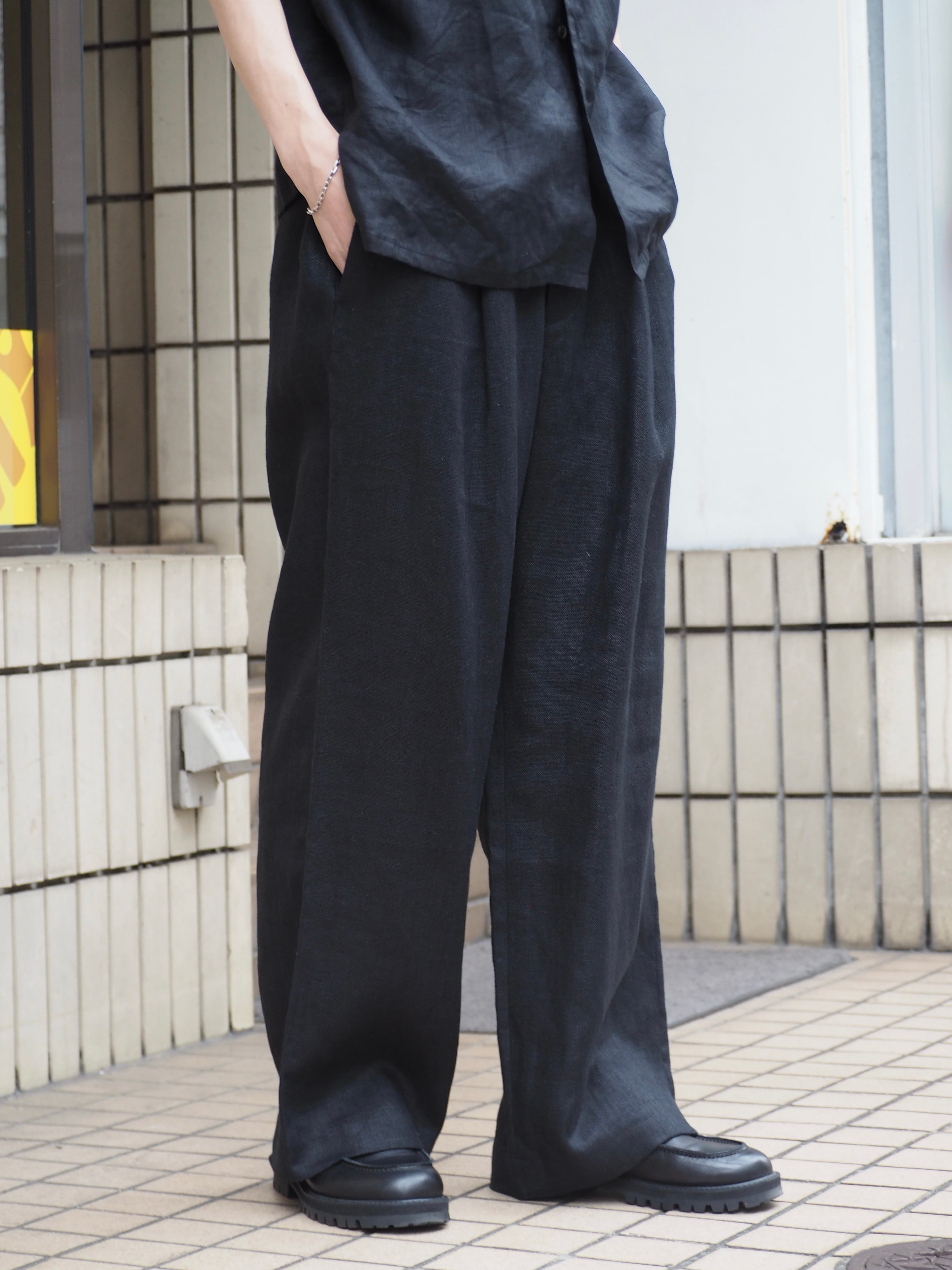 supernova. スーパーノヴァ ダークネイビー ワイドイージーパンツ LAST1】superNova. Wide easy pants - Linen /Black | novastore