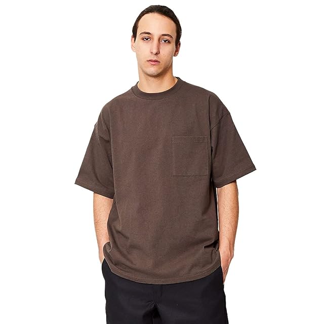 [グッドウェア] 半袖 クルーネック ポケット Tシャツ ビッグ ヘビーウェイト 7.6オンス USAコットン メンズ 厚手 (S, カーキ ...