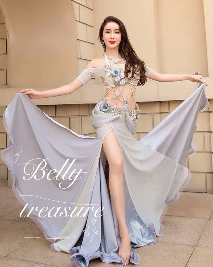 ベリーダンス舞台衣装 WZY3028 シルバーグレー | Belly Treasure®︎
