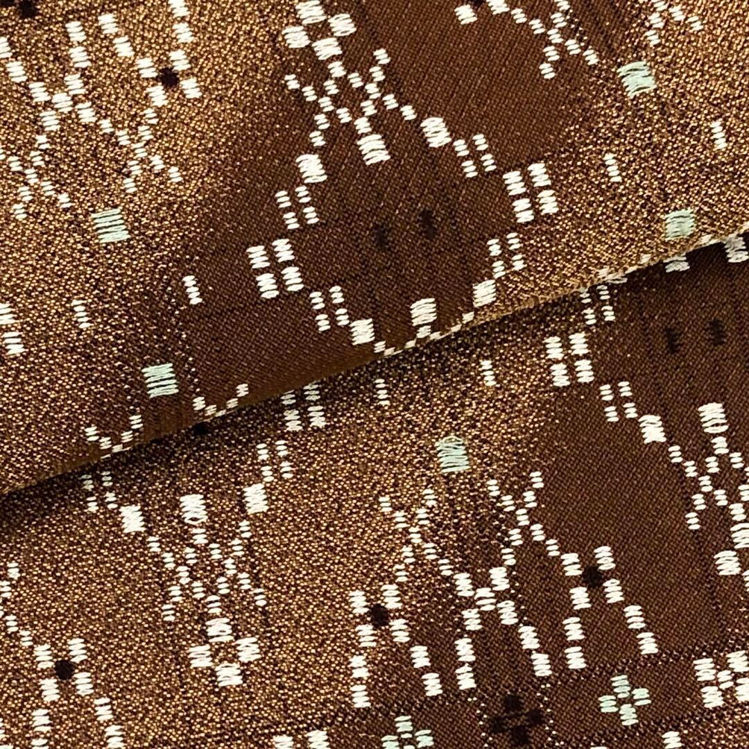 O-2504 袋帯 花織に斜め模様 紬 土器色と杉染色のグラデーションの+ 