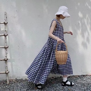 ギンガムチェックタンクワンピース　AJ22008-9910
