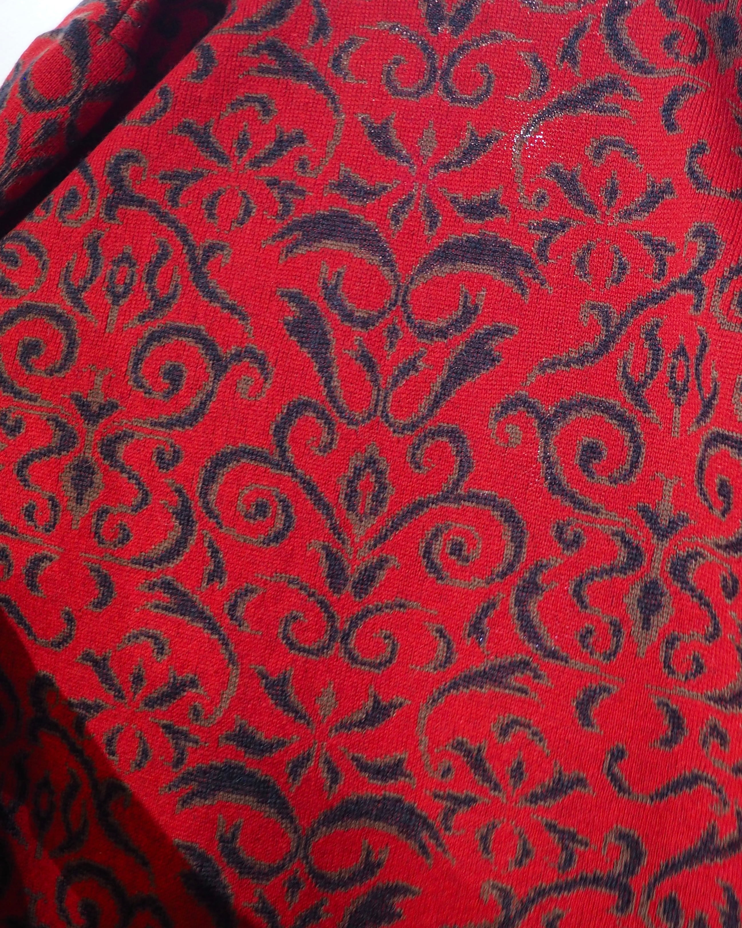 1990s Beautiful Oriental pattern vintage knit cardigan