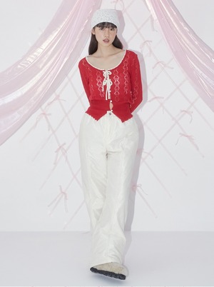 [MARGARIN FINGERS] CURVED PADDED PANTS (CREAM) 正規品  韓国 ブランド 韓国ファッション 韓国代行 マーガリンフィンガーズ 日本 店舗