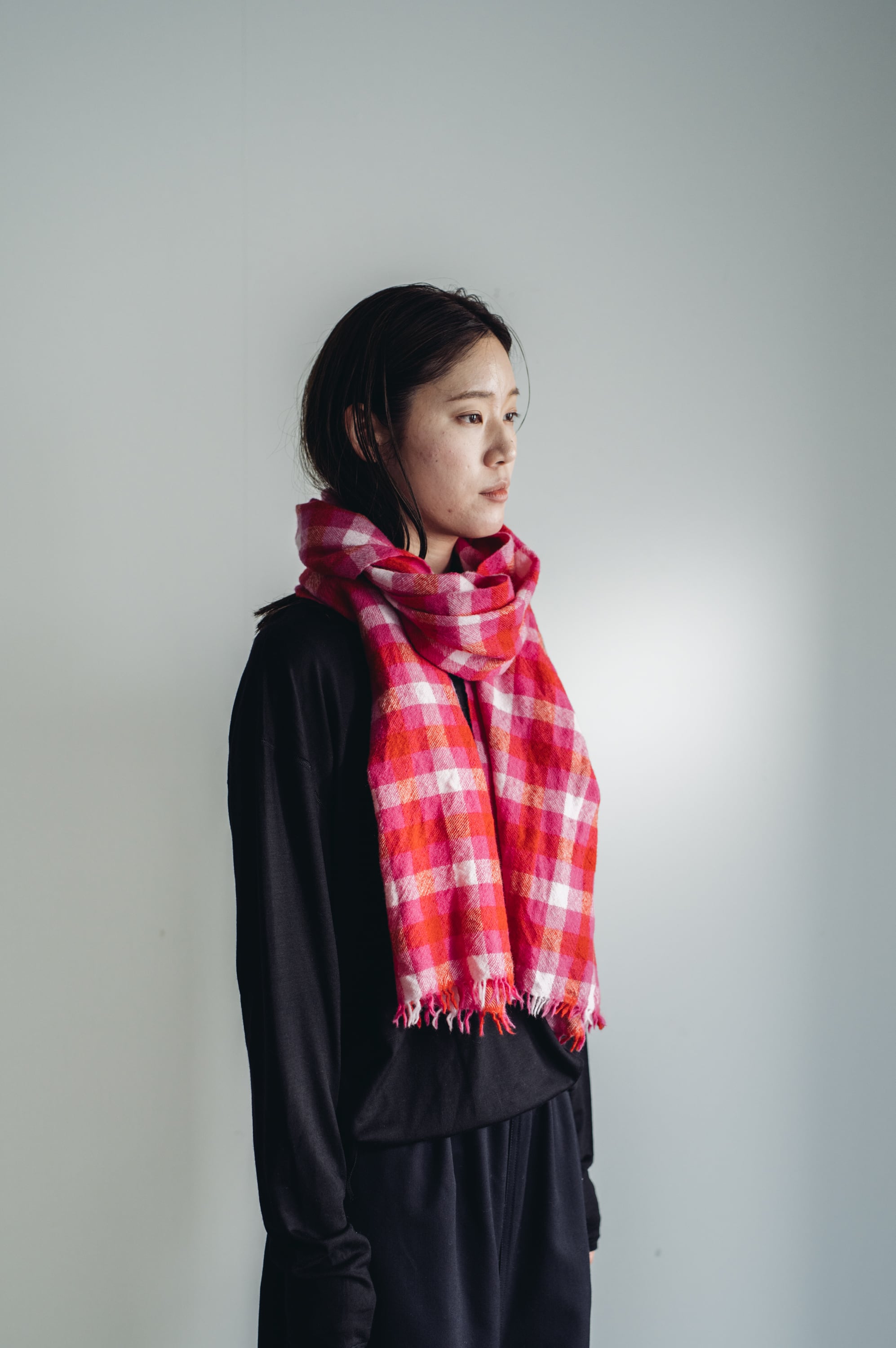 02412-1 block check muffler / red,pink,pale pink
