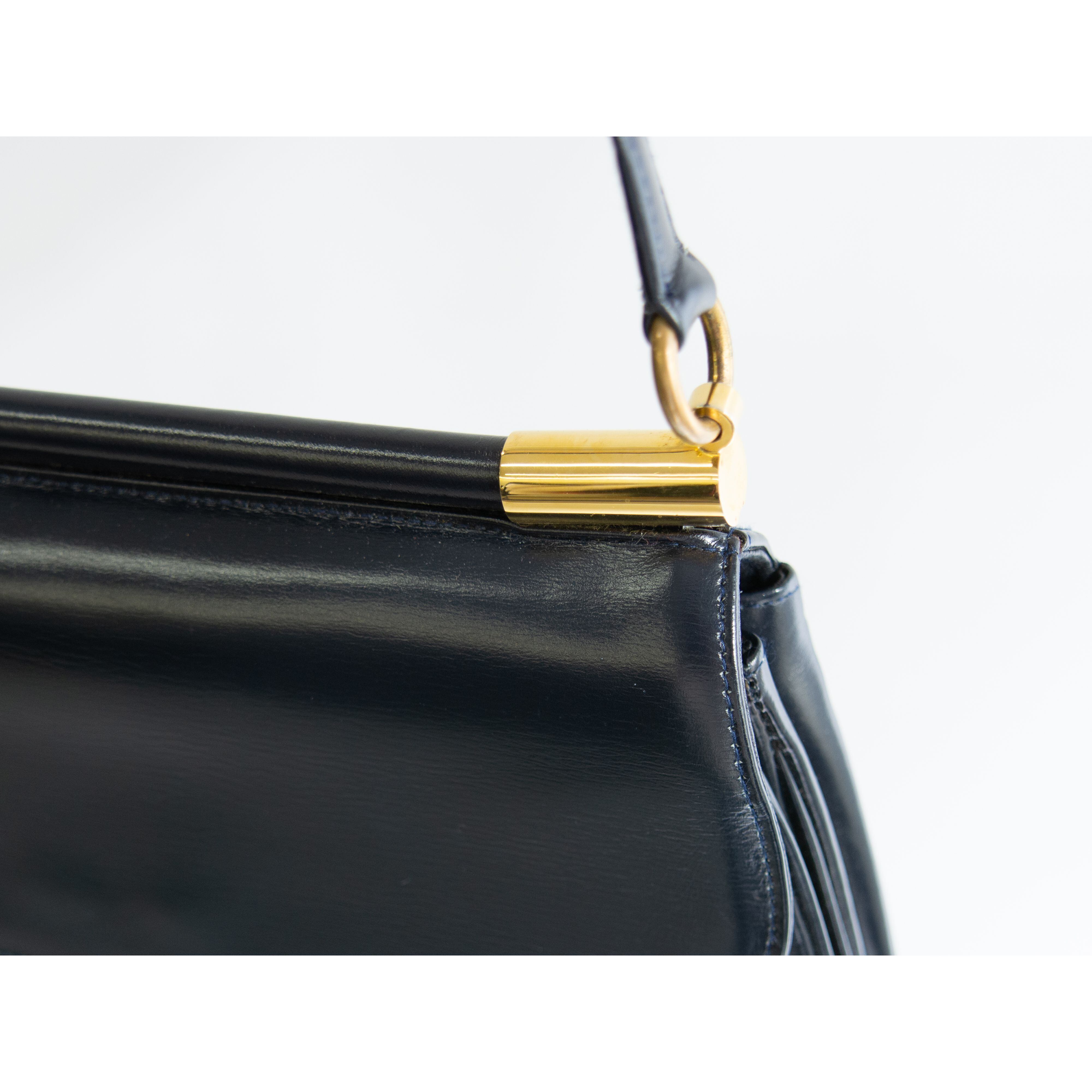 【LANVIN】Made in France 70-80's leather crossbody bag（ランバン フランス製 レザークロスボディバッグ ショルダー）10d