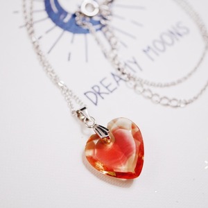 人気再販/ぽわんハートペンダント Two tone heart glass necklace