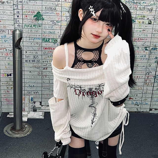 ナイトローズY2Kサブカルクロスブーツ