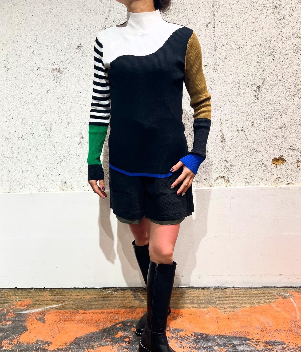 リズレイ RISLEY risley バイカラー2wayニット