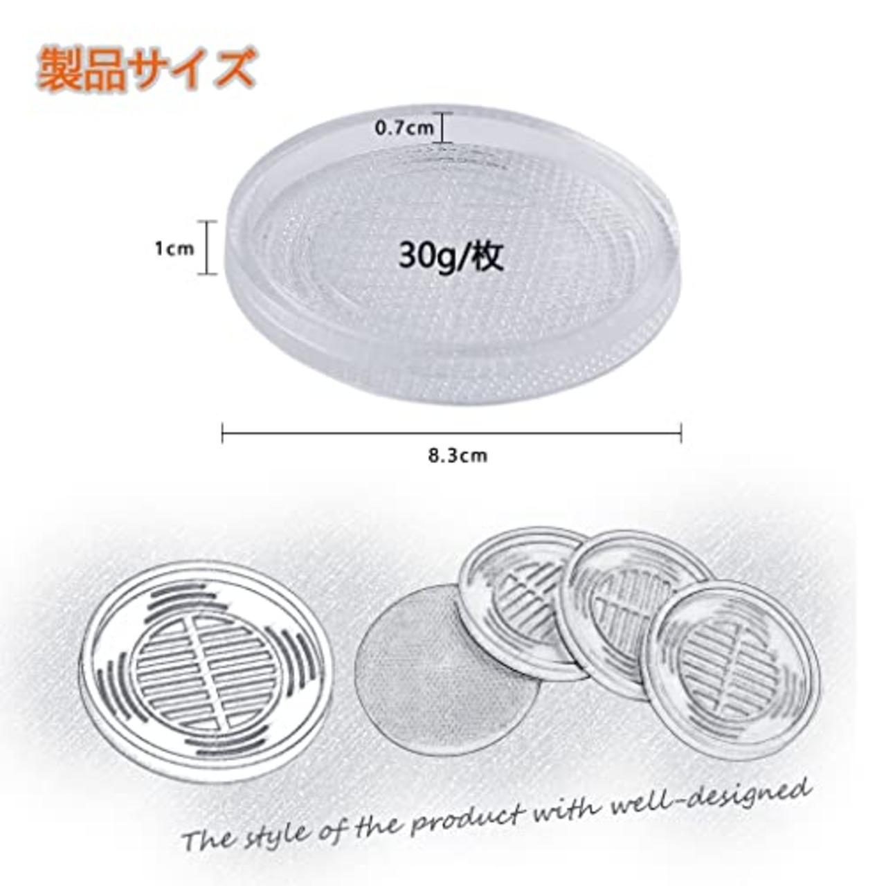 HOAWO 滑り止めシート ソファー すべり止め 滑り止め シリコンマット 家具 強力 透明 ずれ防止 ズレ防止 キズ防止 丸型 4枚セット(直径8.3センチ, クリア)