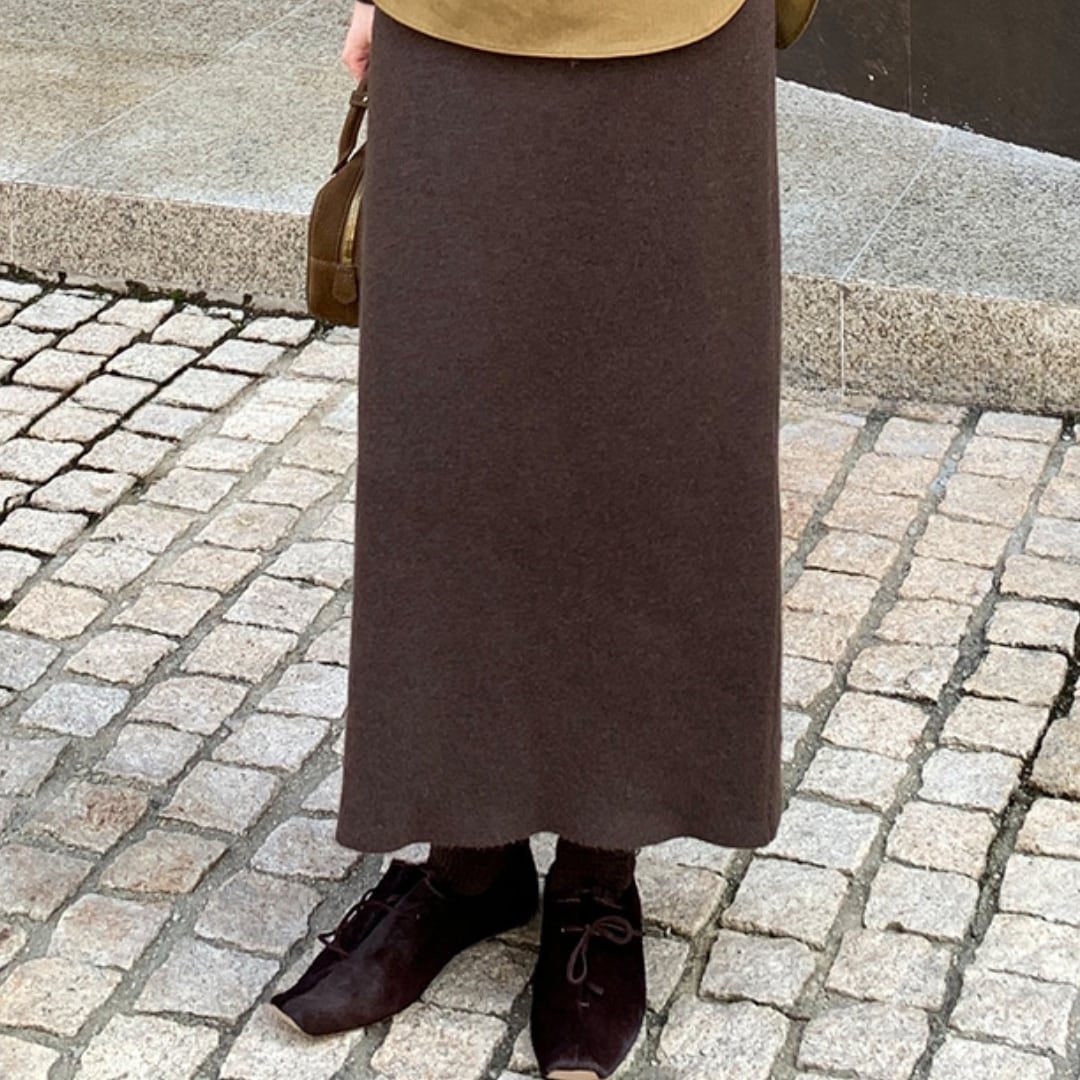 Waist drawcord knit straight skirt G982