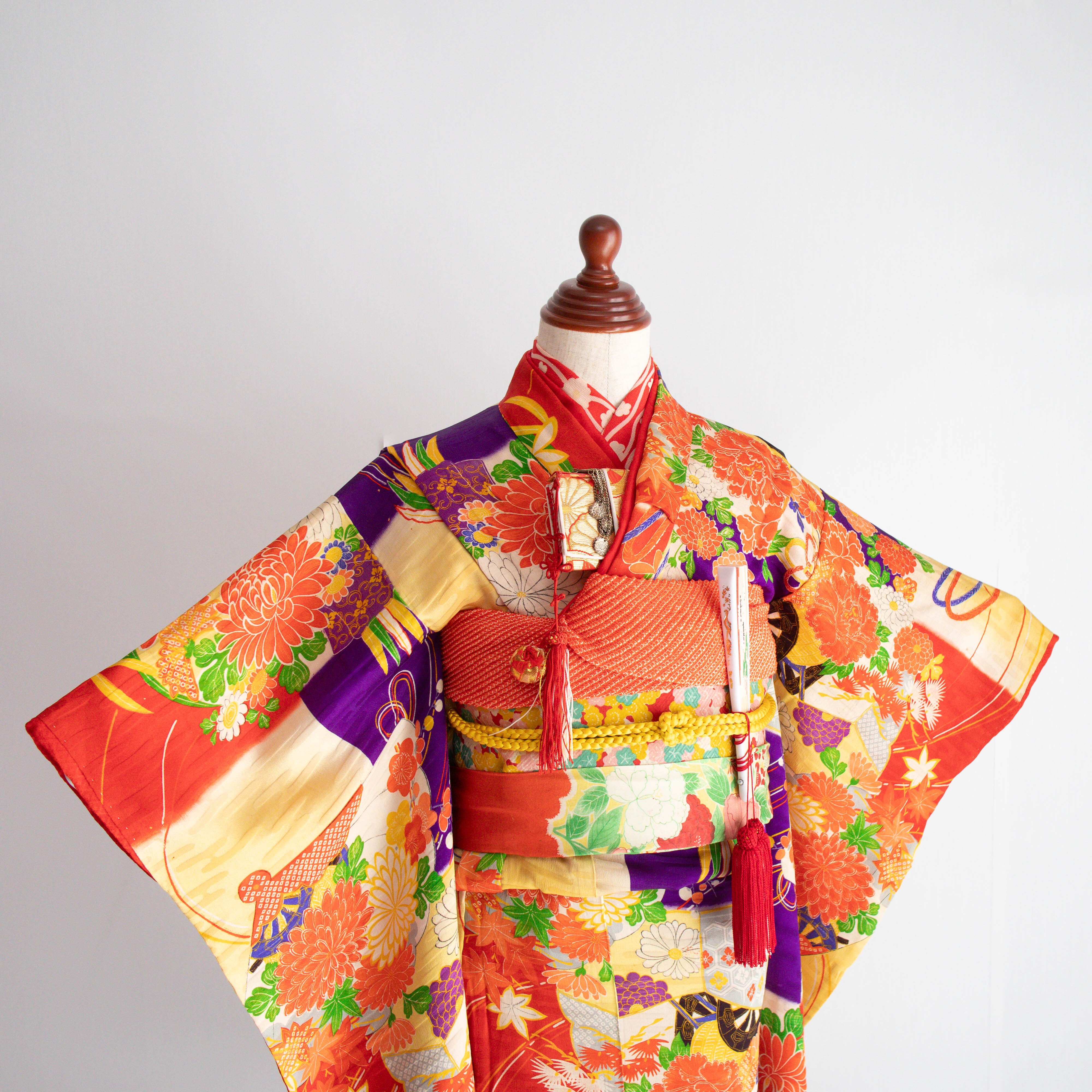 女の子帯style『花車と花扇』/SA7015(対応身長目安 約105㎝〜118㎝)