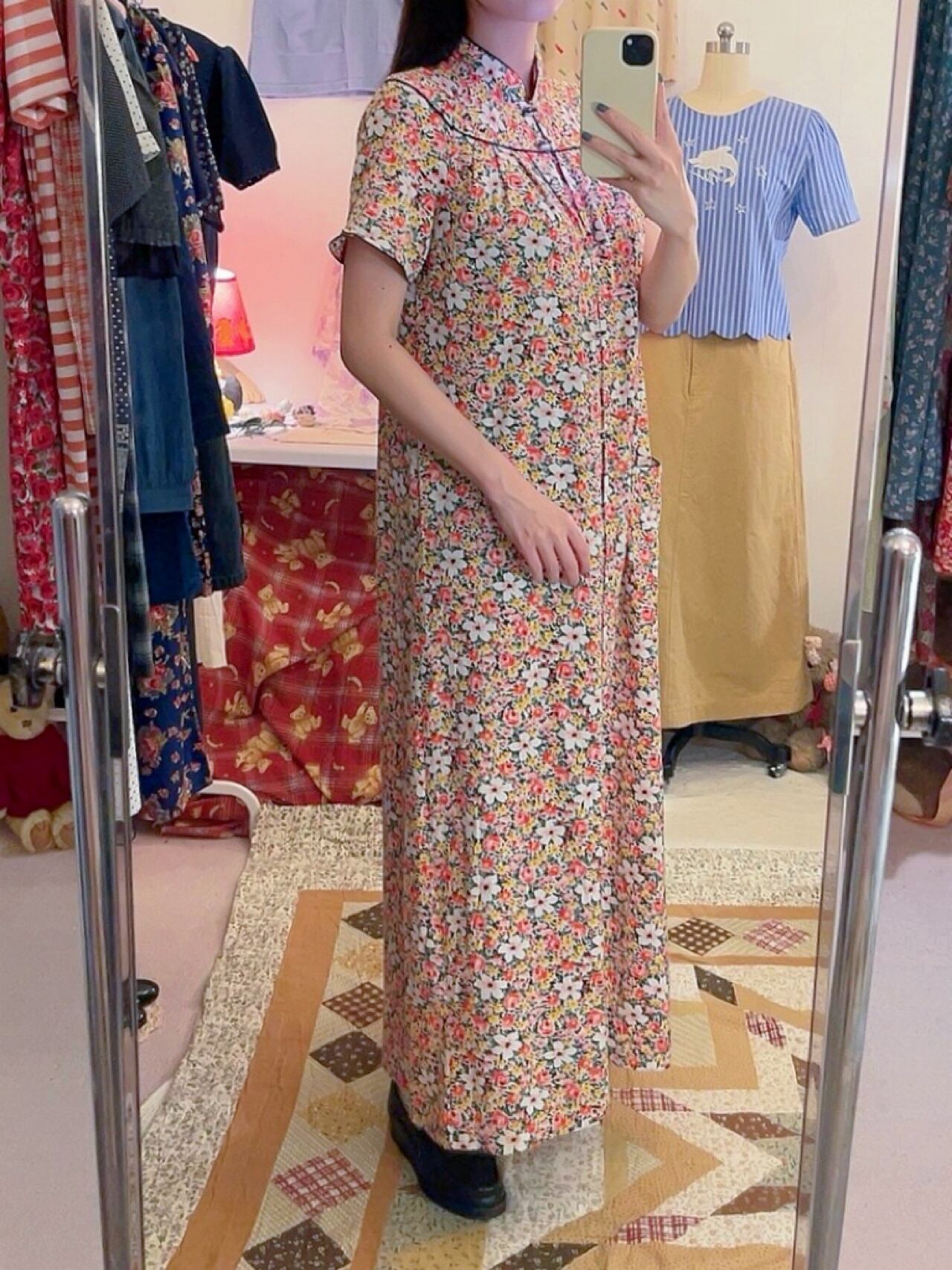 flower toggle button neglige one-piece