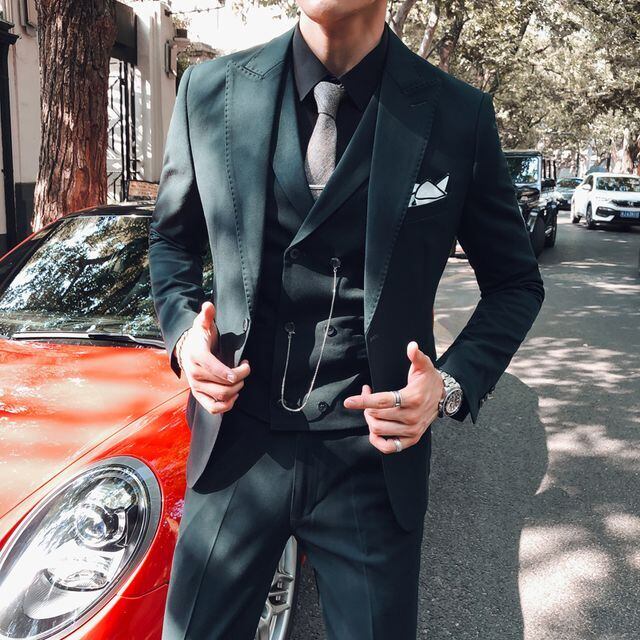 予約販売】メンズ セットアップ スーツ 3点セット シック ベストスリム