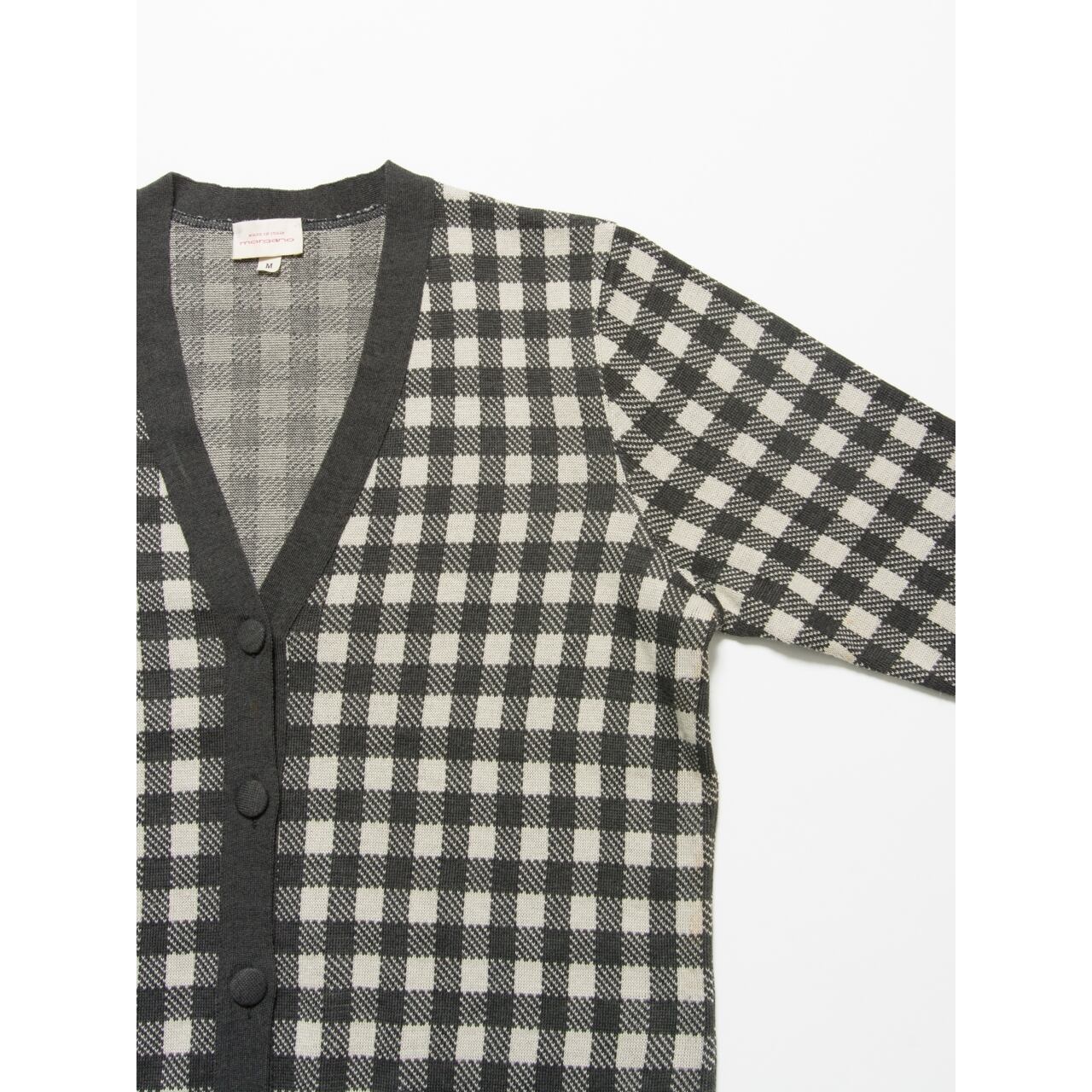 【Made in Italy】Oversized check pattern knit cardigan(イタリア製 オーバーサイズチェック柄ニットカーディガン)2b