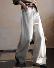 Wide white denim Pants T20300