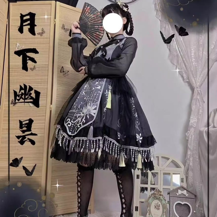 チャイナ風 ワンピース チャイナドレス 病み可愛い ゴシック 平成