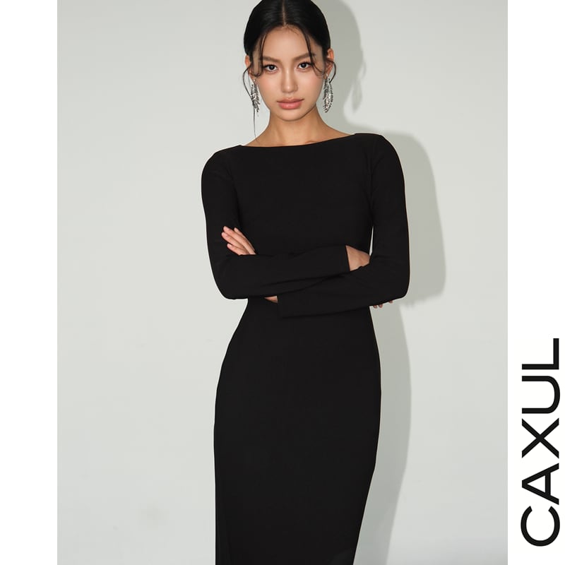 caxul ワンピース ボートネックミディ丈ワンピース/2color | CAXUL