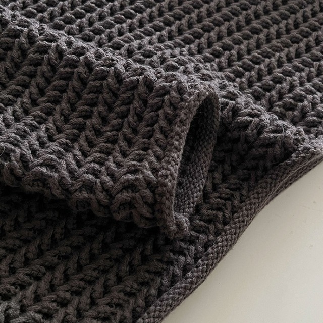 chunky knit hoodie　J00285