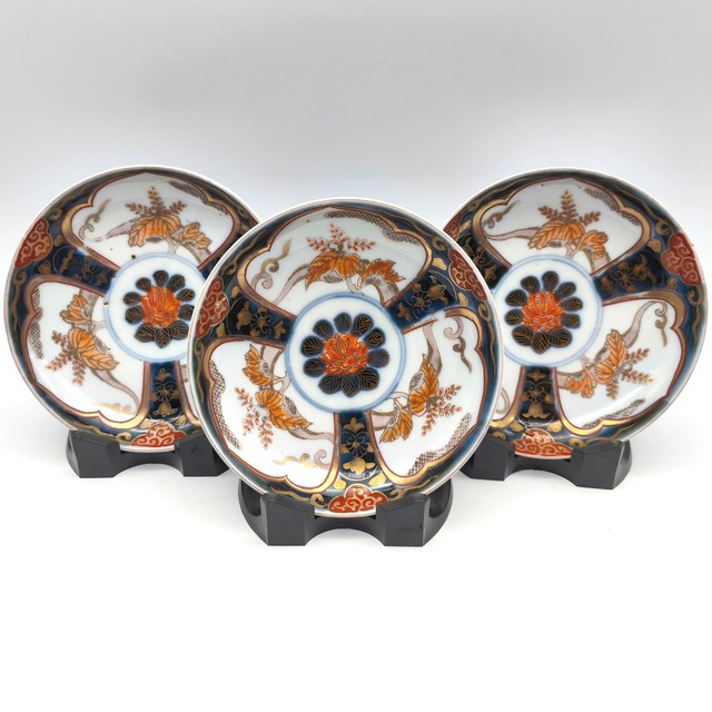 古伊万里・色絵皿・小皿・4.5寸・スタンド付・No.260727-32・梱包サイズ60