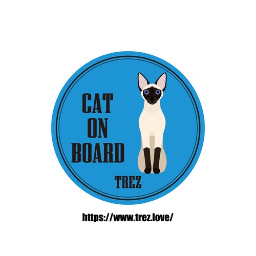 全8色 名前入り CAT ON BOARD シャム猫 ポップアート ステッカー