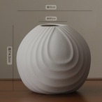 セラミック花瓶 インテリア雑貨 モダン デザイン 陶器 フラワーベース 北欧風 シンプル おしゃれ 波紋模様 ホワイト 装飾品