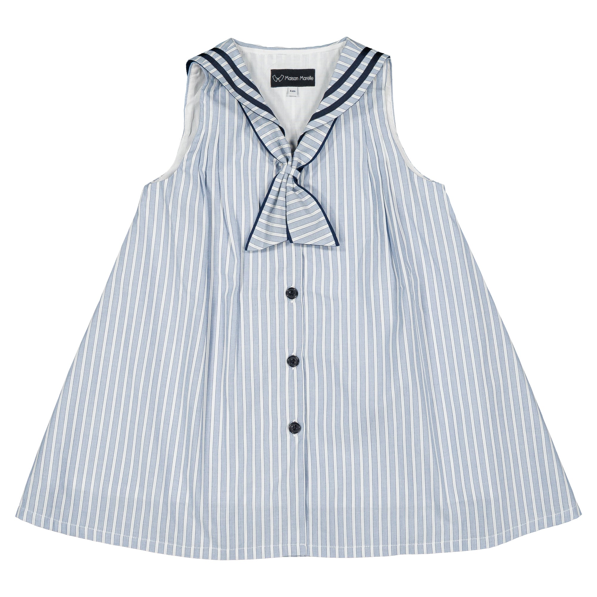 【予約・特典あり】Maison Marelle / Dress LUCO - ice blue stripes / 18M~5Y