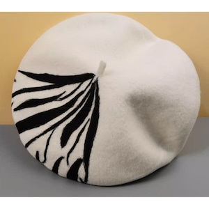 ゼブラデザインウールフェルトベレー帽  E00273