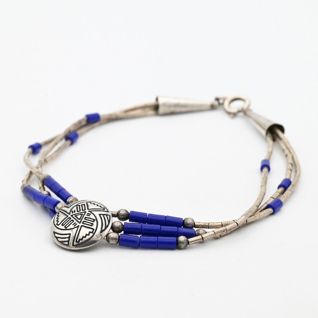Lapis Lazuli Beads Accent Multi Strand Bracelet / USA
