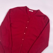 カシミヤ100% NONA ノナ クルーネック ニット カーディガン XL /レッド系 レディース