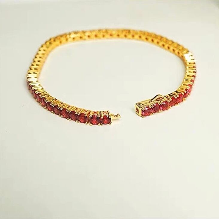 キラキラカットのルビーブレスレット AA品ルビーブレスレット約8mmミラーカット貴石の王天然石 - 【石街