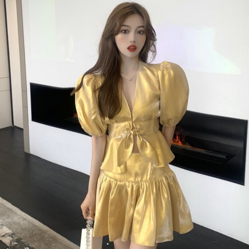 サマースタンダードカジュアルシャツ スカート レトロ 夏物 YY-ファッション4942621211