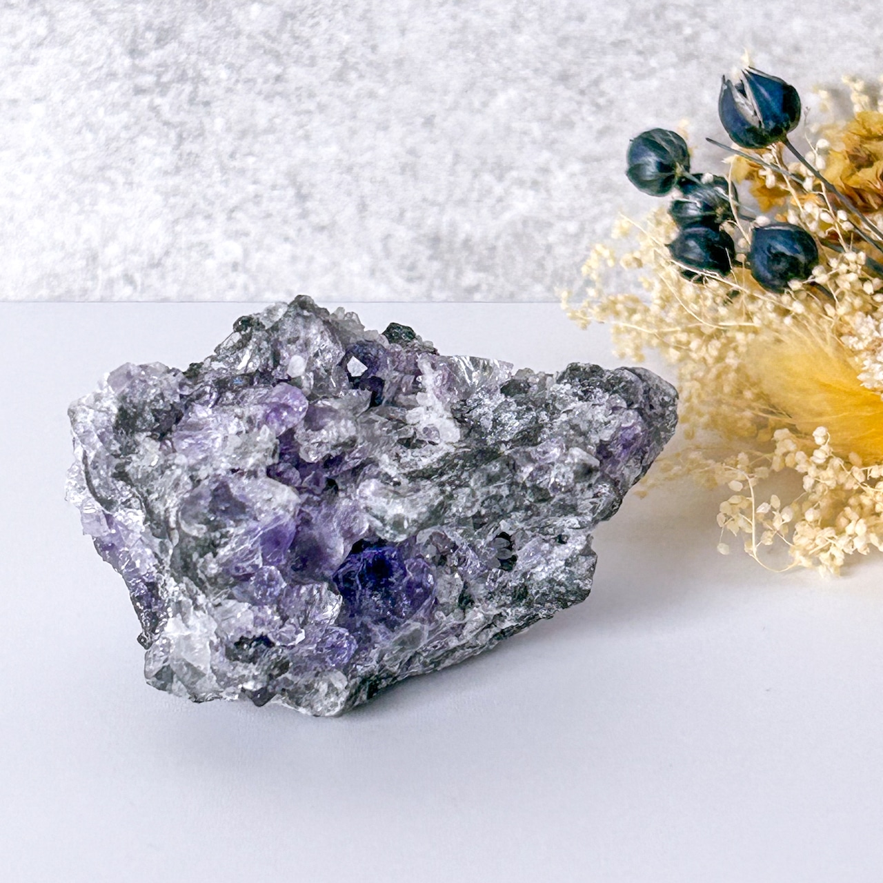 パープルフローライト&水晶