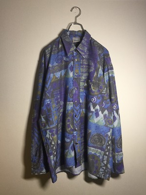 総柄 デザインシャツ アート風