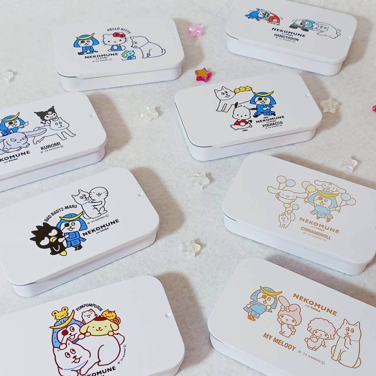 mikko×サンリオ4種セット シール スライド缶 サンリオキャラクターズ×ネコムネandシバ スライド缶 | TORCH-Online Shop-